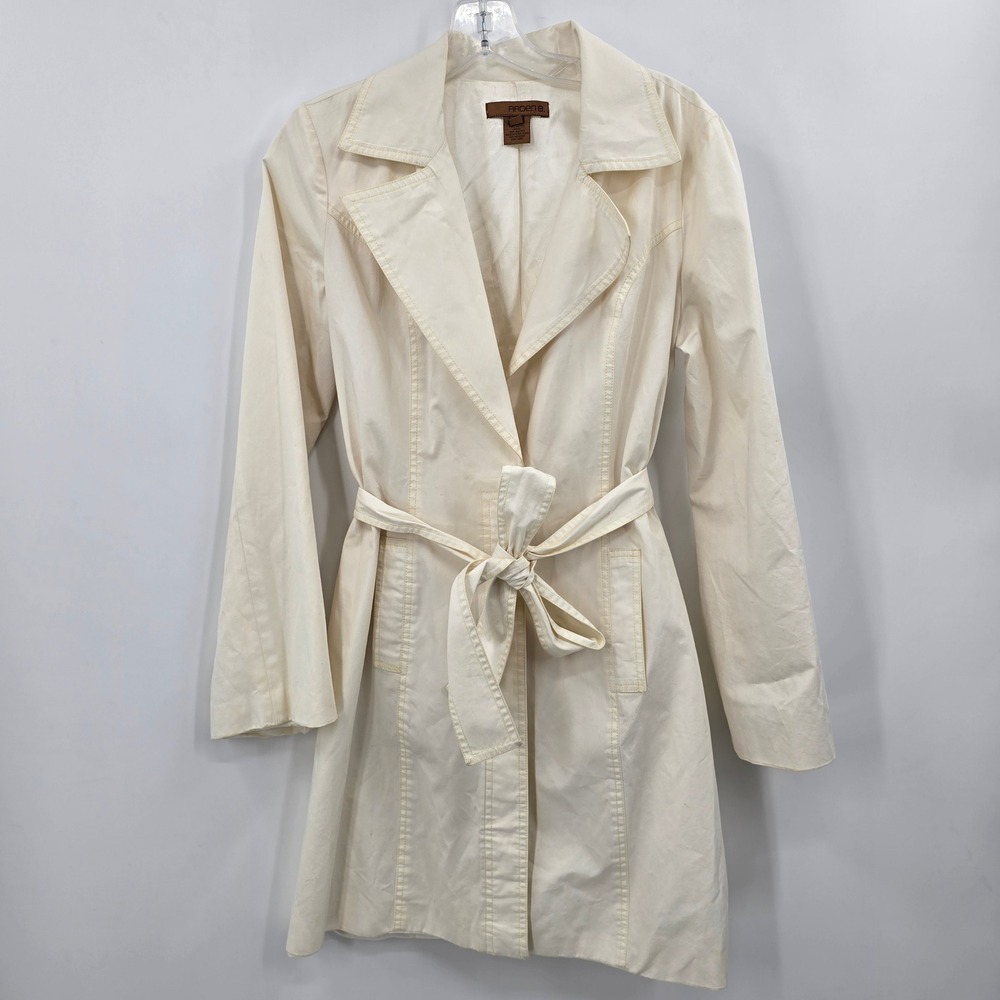 Arden B Jacket Womens Small Cream Cotton Belted Trench Coat